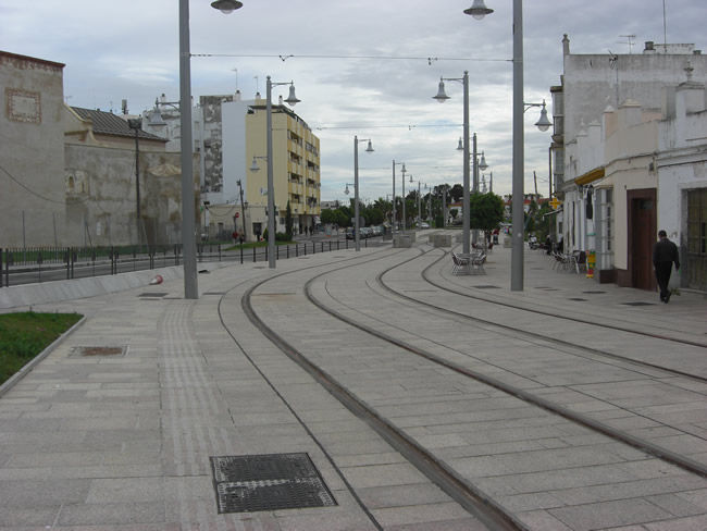 Obras del tranvía de la Bahía de Cádiz en Chiclana