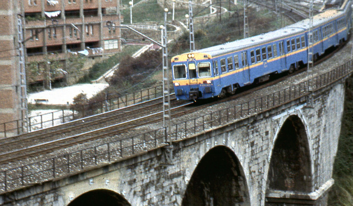 Viaducto de La Pea, fotografiado en 1989. Fotografa de Juanjo Olaizola Elordi