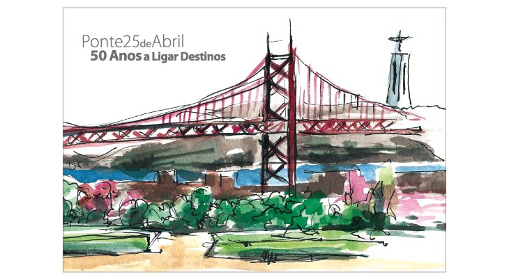 Una tarjeta prefranqueada conmemora el cincuentenario del Puente 25 de abril