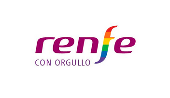 Logotipo arcoris en los trenes de Renfe por el Da del Orgullo LGTBI
