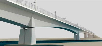 Comienza la construccin del tablero del viaducto sobre el ro Aragn, entre los municipios navarros de Villafranca y Peralta