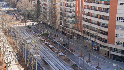 Avanzan las obras de la conexión tranviaria por la Diagonal de Barcelona