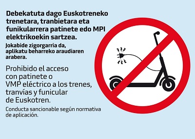 Metro Bilbao y Euskotren prohíben el acceso de patinetes eléctricos