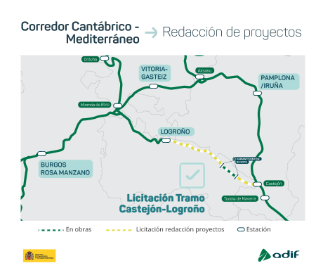 Licitada la redaccin de los proyectos de renovacin del tramo Castejn-Logroo 