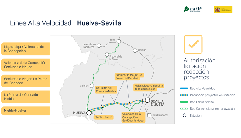 A licitacin los cinco proyectos para construir la plataforma de la lnea de alta velocidad Huelva-Sevilla