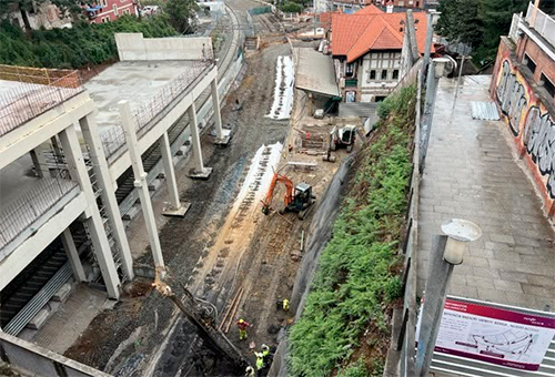 Avances en las obras de la estaci�n de Bidebieta-Basauri, en la C3 de Cercan�as de Vizcaya