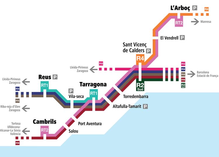 Карта электричек барселоны