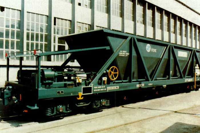 Prototipo do vagón tolva con descarga automática fabricado para Feve por Ateinsa en 1989.