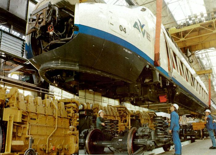 Presentación oficial de los dos primeros trenes AVE en la factoría de Alstom de la localidad francesa de Belfort en octubre de 1991.