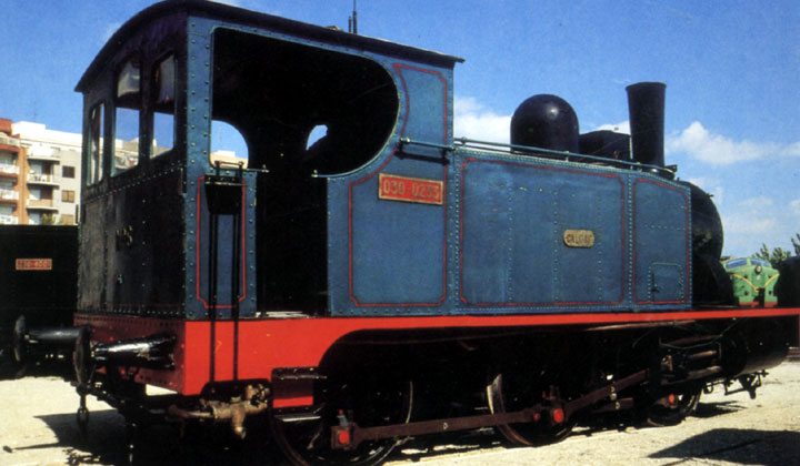 Locomotora de vapor tipo 030 de RENFE en el Museo del Ferrocarril de Vilanova i la Geltrú. Archivo Histórico Ferroviario FP-0526