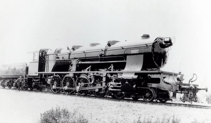 Fotografía de fábrica de una locomotora de la serie 4600, de vapor recalentado y doble expansión, construida en Vizcaya por Babcock & Wilcox para la Compañía del Norte.